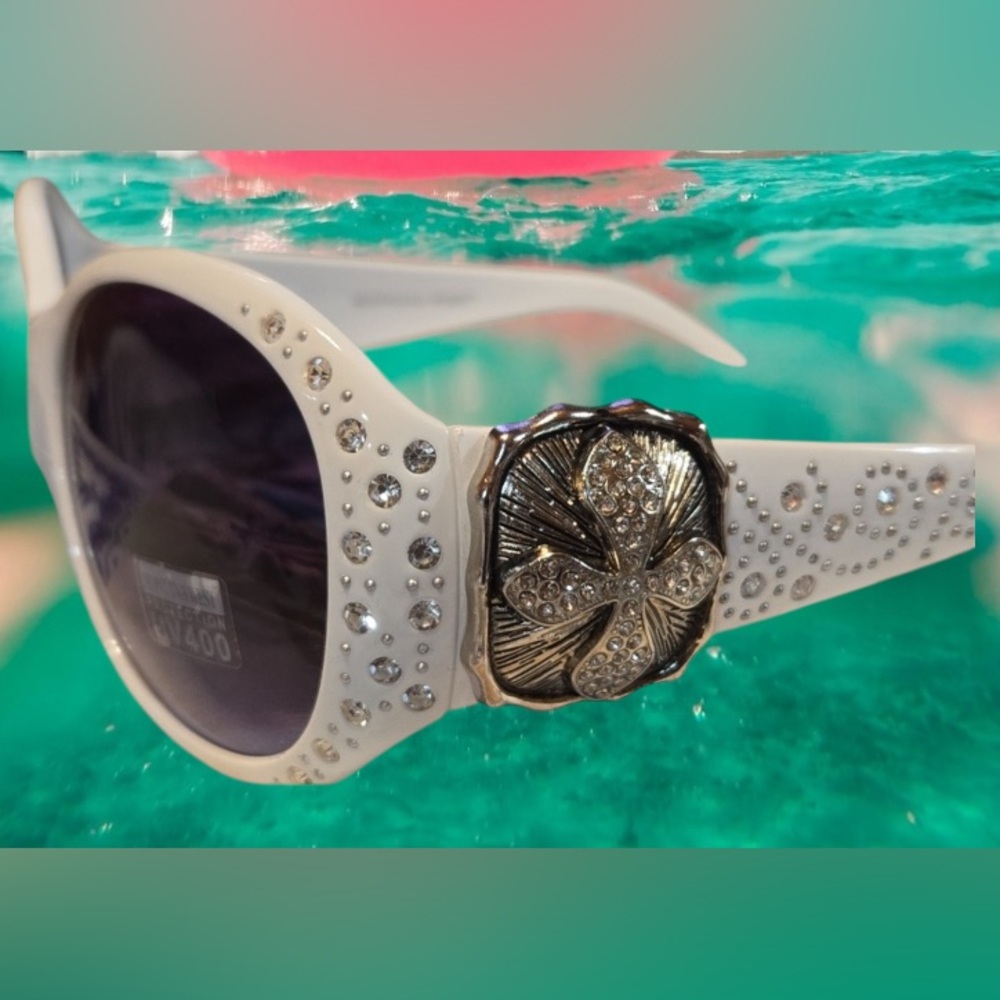 Montana West Cross Silver Sparkle Sunglasses NWT